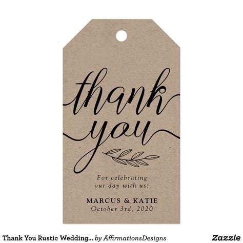 Thank You Rustic Wedding Favor Tag Copper Wedding Favors Italian