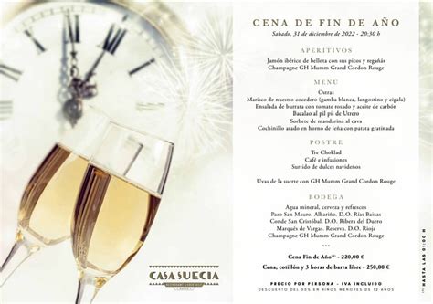Menú Fin De Año 2022 Madrid Casa Suecia Divinos Sabores Consultoria