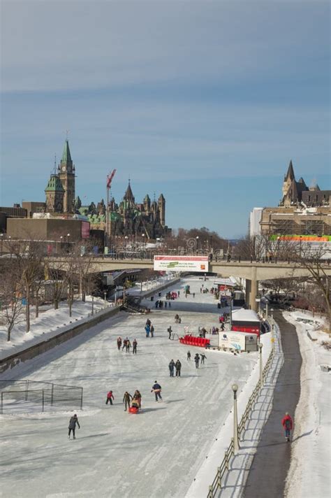 Crowds Ice Skating on the Frozen Rideau Canal Ottawa Winterlude ...