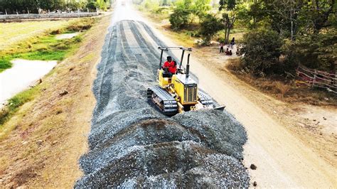 Techniques Skill Driver Bulldozer Pushing Black Gravel Building