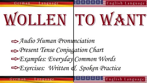 Learn German Conjugation Of Verb Wollen To Want In Present Audio