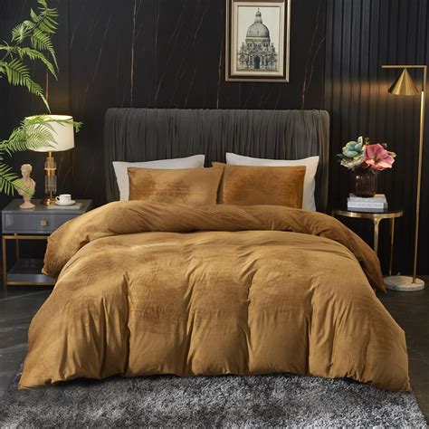 Ivellow Velvet Flannel Duvet Cover King Size Rust Duvet