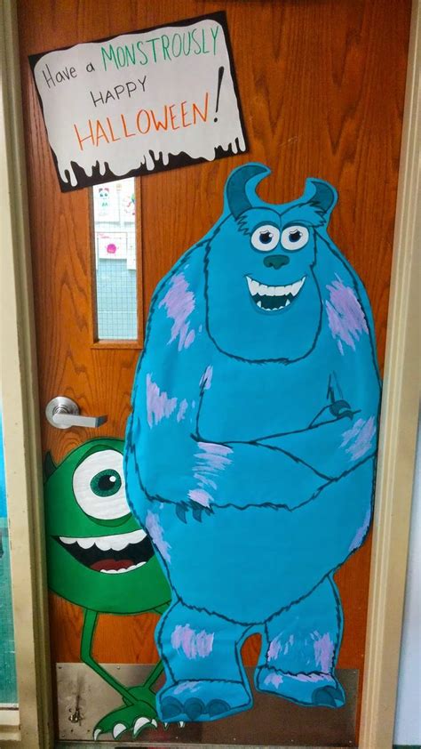 A Door Decorated With An Image Of Monsters