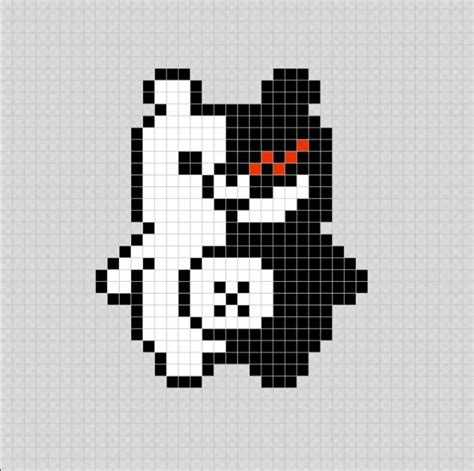 Monokuma Danganronpa Anime Pixel Art Patterns Easy Pixel Art