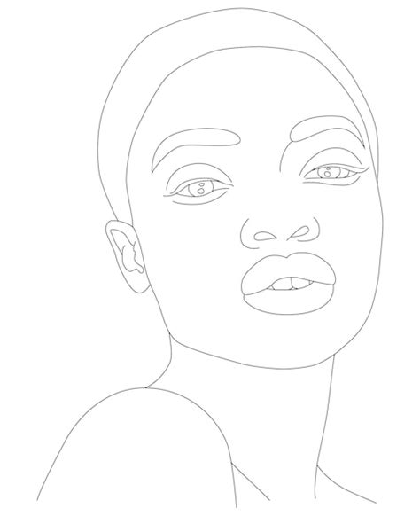 Le Visage Est Une Ligne Portrait D Une Fille Illustration Vectorielle