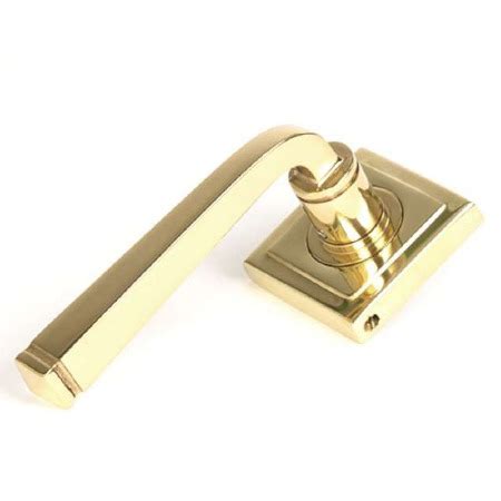 From The Anvil Avon Rose Door Handle Square Polished Brass Broughtons