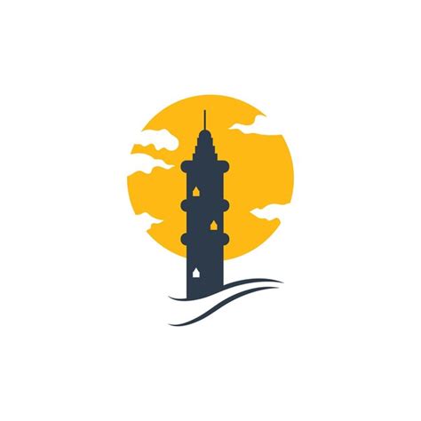 Logotipo do ícone do farol e design de torre de farol de ilustração