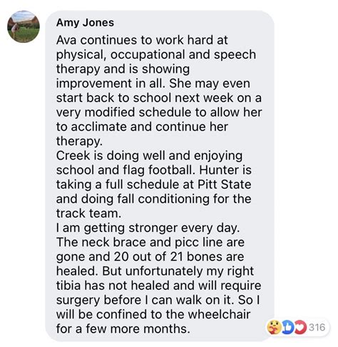 Kyle Huesmann On Twitter Amy Jones With A Recent Update On Facebook