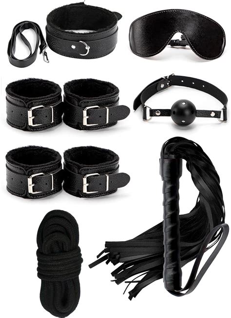 Amazon Black BDSM Kit Cosplay Bedroom Sex Play Bondage Sex Whip