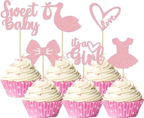 Gyufise 36 Pack Sweet Baby Cupcake Toppers It S A Girl Cupcake Toppers