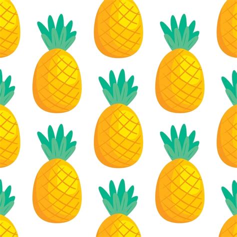 Premium Vector Vector Seamless Pattern With Pineapples Simple Flat