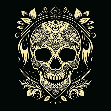 Rose Skull Pattern Tattoo T Shirt Design Vector Art At Vecteezy