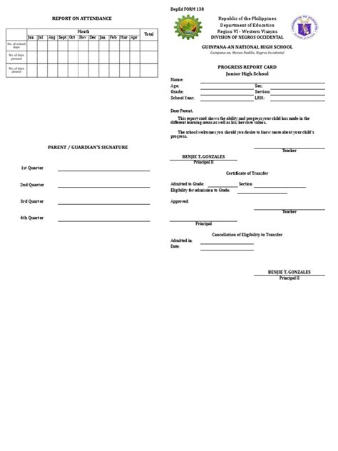 Deped Form 138 Jhs Pdf Learning Psychological Concepts