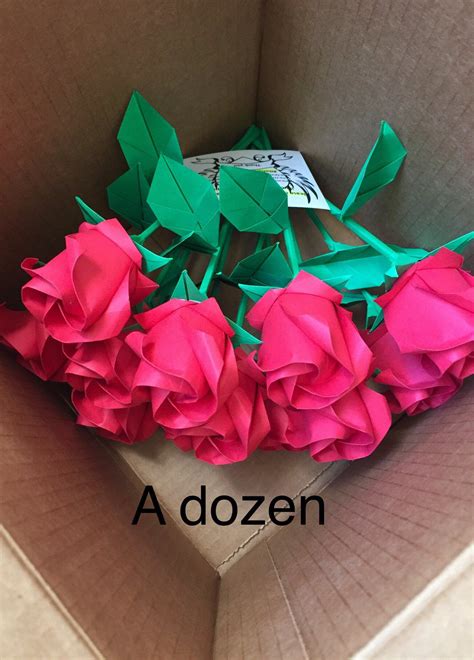 Dozen Origami Rose Bouquet Paper Rose Bouquet Origami Etsy Paper Roses Origami Rose Rose