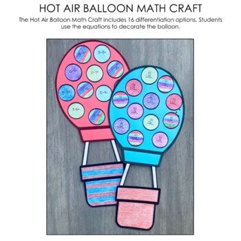 Hot Air Balloon Math Craft Spring Craft Bulletin Board Activities Centers