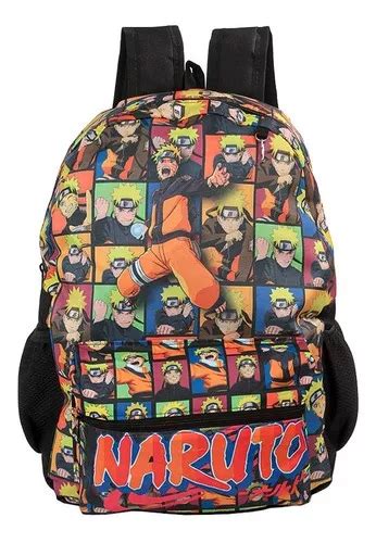 Mochila Escolar Bolsa Uzumaki Naruto Anime Preta Costas MercadoLibre