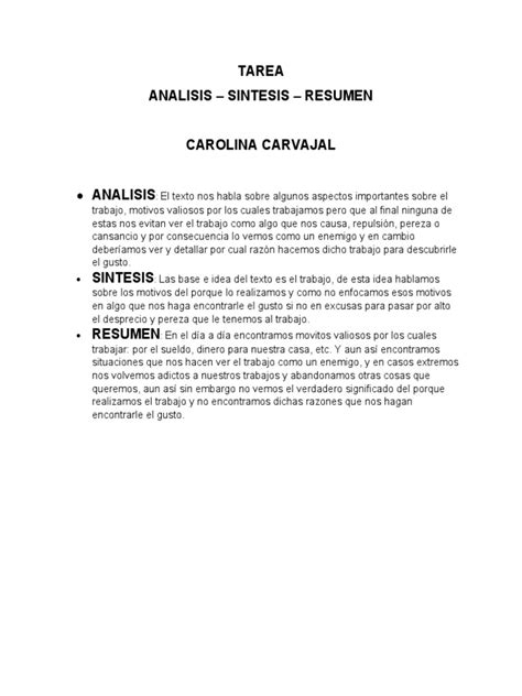 Tarea Analisis Sintesis Y Resumen Pdf