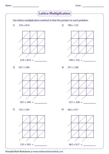 Lattice Multiplication Worksheets And Grids