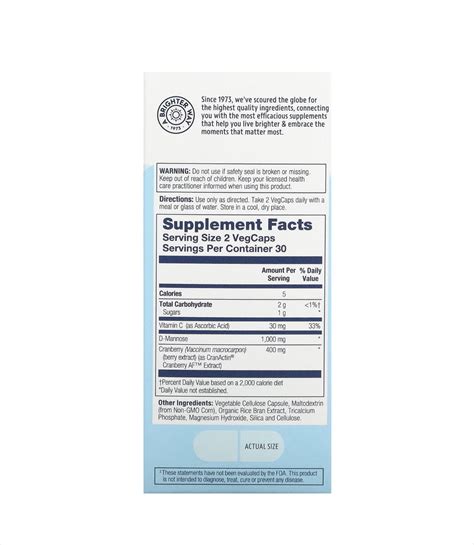 Solaray Cranactin D Mannose 1000mg Health Online