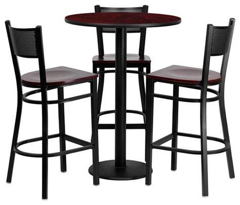 Bowery Hill Piece Round Table Set In Mahogany And Black