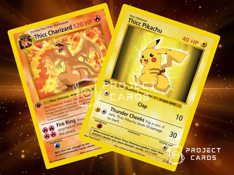 Thicc Pikachu Charizard Holographic Custom Card Etsy Sweden
