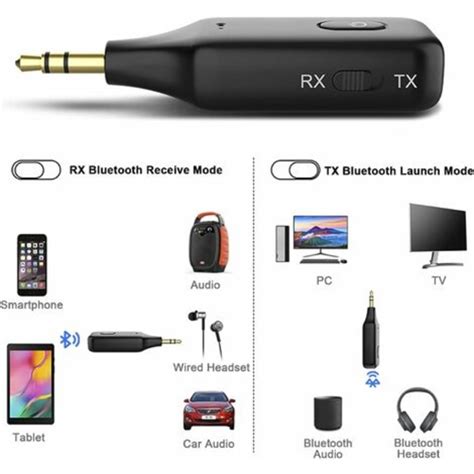 Bluetooth Car Aux Adapter Mm Jack Bluetooth V Rx Tx Mottagare