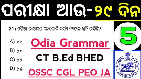 Odia Grammar Selected 45 Mcqs For Ct Bed Bhed Ossc Cgl Osssc Peo Ja Ri Amin Ari 2023 Youtube