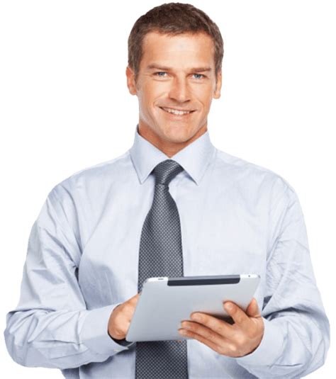 Businessman In Corporate Attire With Tablet Hd Png Png All