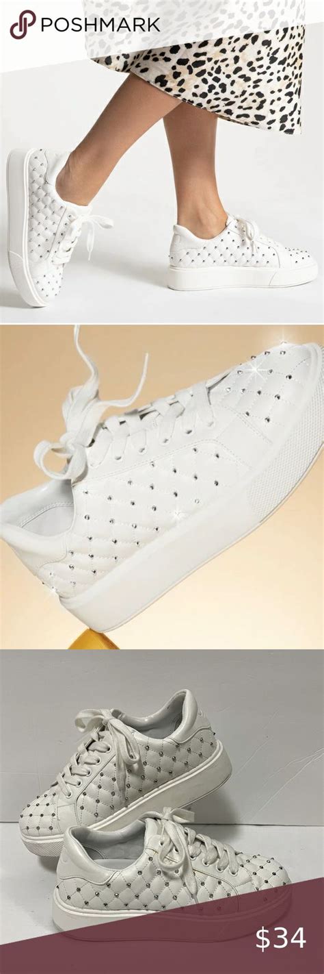 JLO Jennifer Lopez Studded Alyona Platform Sneakers 8M White In 2022