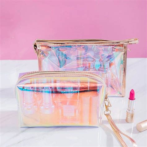 Ful Holographic Women Laser Cosmetic Bag Tpu Clear Makeup Bag Beauty