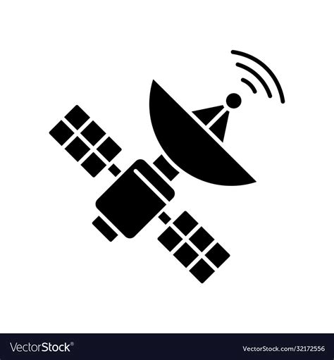 Space Satellite Black Glyph Icon Royalty Free Vector Image