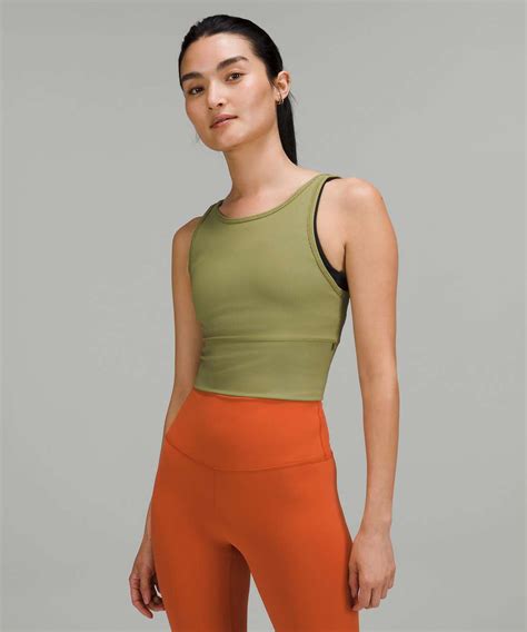 Lululemon Power Pivot Ribbed Tank Top Bronze Green Lulu Fanatics