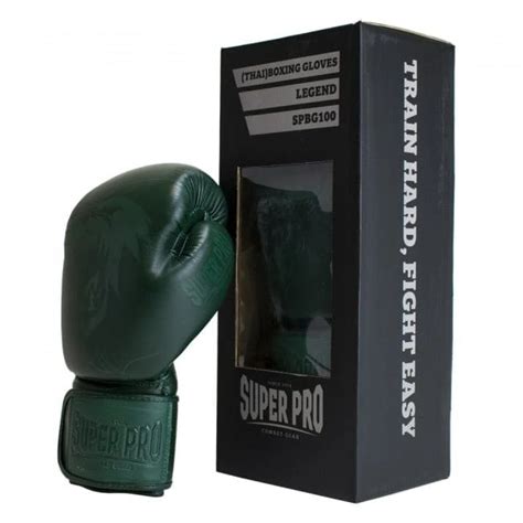 Super Pro Combat Gear Legend Lederen Kick Bokshandschoenen Groen Kopen