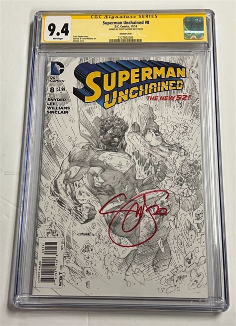 Scott Snyder Signed Superman Unchained 8 Sketch Cover Dc 2020 Auto Cgc