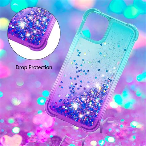 Shockproof Gradient Glitter Powder Quicksand TPU Back Case for iPhone ...