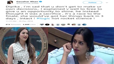 Bigg Boss Gauhar Khan Lashes Out On Dipika Kakar Here S Why