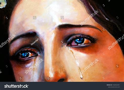 Catholic Icon Virgin Mary Crying St Stock Illustration 1568502091