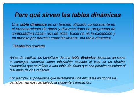 PPT Para qué sirven las tablas dinámicas PowerPoint Presentation