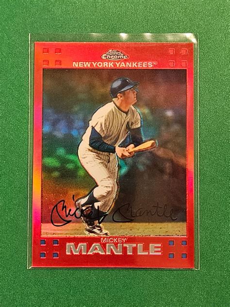 Topps Chrome Mickey Mantle Card Red Refractor Yankees