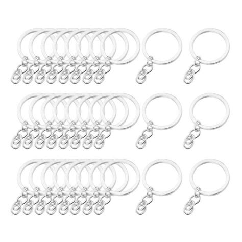 Pack de 30 Porte clés Anneaux Métal de Split Keychain Anneaux pour La