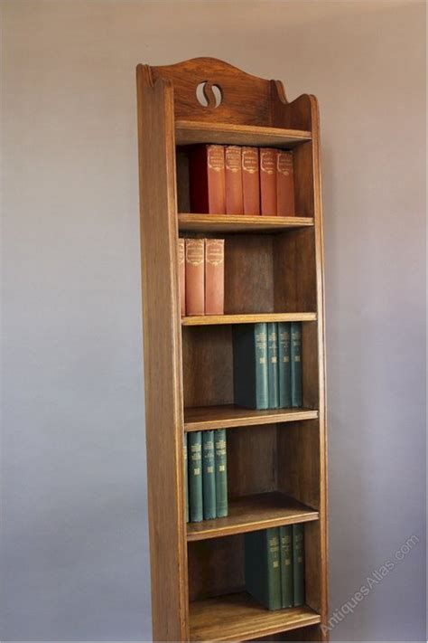 Tall Arts And Crafts Open Bookcase In Oak With Yin And Yang As342a1587