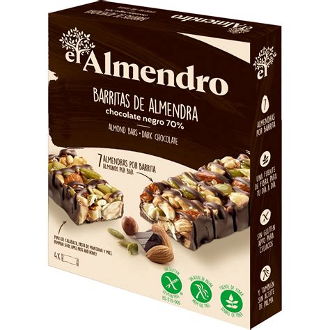 Barritas De Almendras Y Chocolate Negro Sin Gluten Y Sin Aceite De