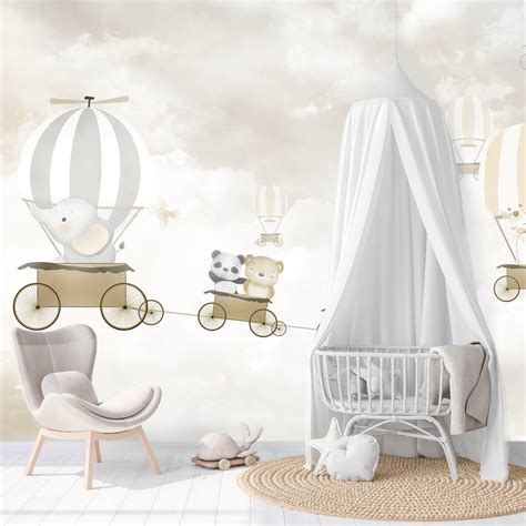 Papier Peint Montgolfi Re Beige Pour B B Babywall