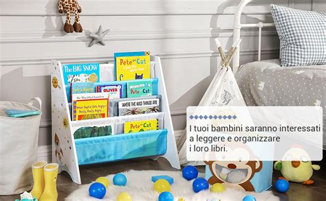 Songmics Libreria Per Bambini Scaffale Organizzatore Con Accessorio