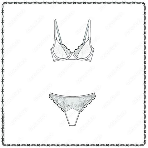 Women S Lingerie Editable Fashion Flat Sketch For Creating New Designs