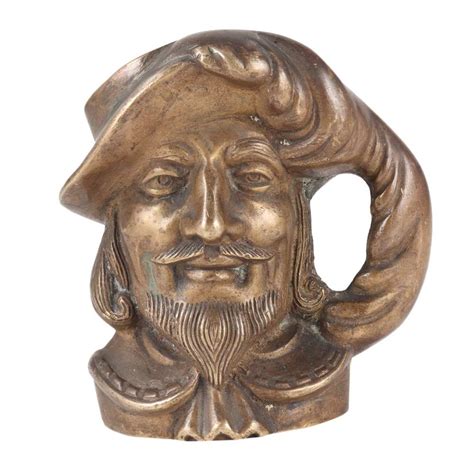 Brass Pirate Head Pen Holder Mug In Antique Finish