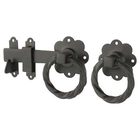 Medium Duty Twisted Ring Gate Latch 152mm Black Powder Coated Ironmongerydirect Same Day