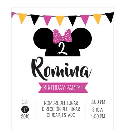 Invitaci N Cumplea Os Minnie Fiesta Dise Os Personalizados