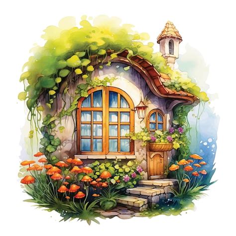 Premium Vector Fairy Tale House Surrounded By Nature And Flowers