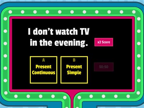 Present Continuous Vs Present Simple Group Gameshow Quiz